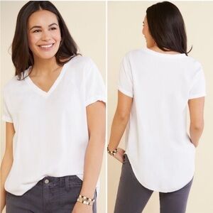 Cloth & Stone V Neck Woven Tee Relaxed Fit